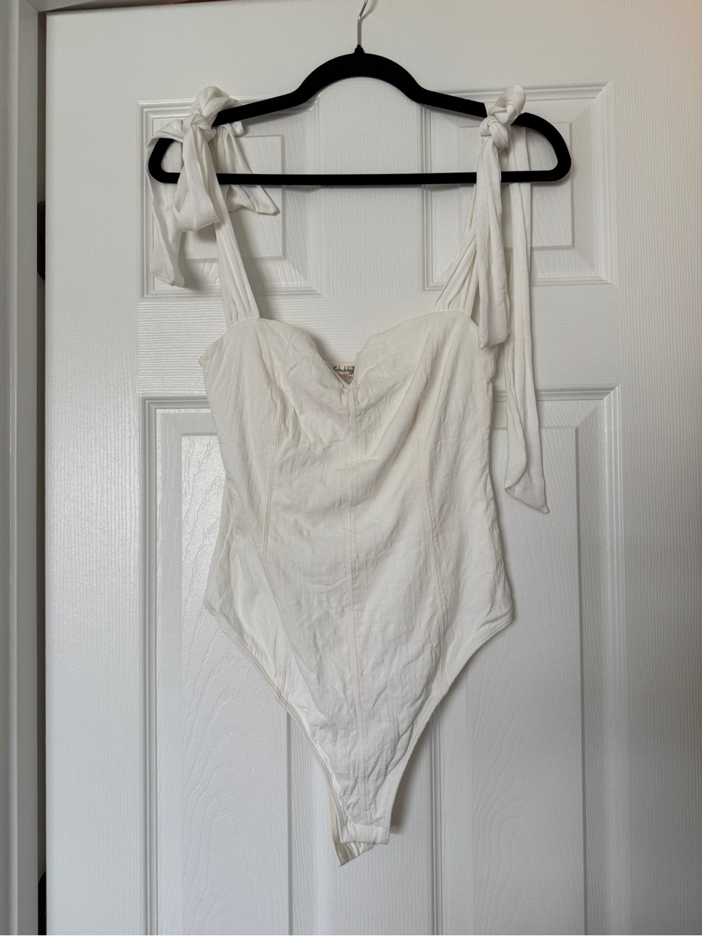 Free People White Tie-Shoulder Bodysuit